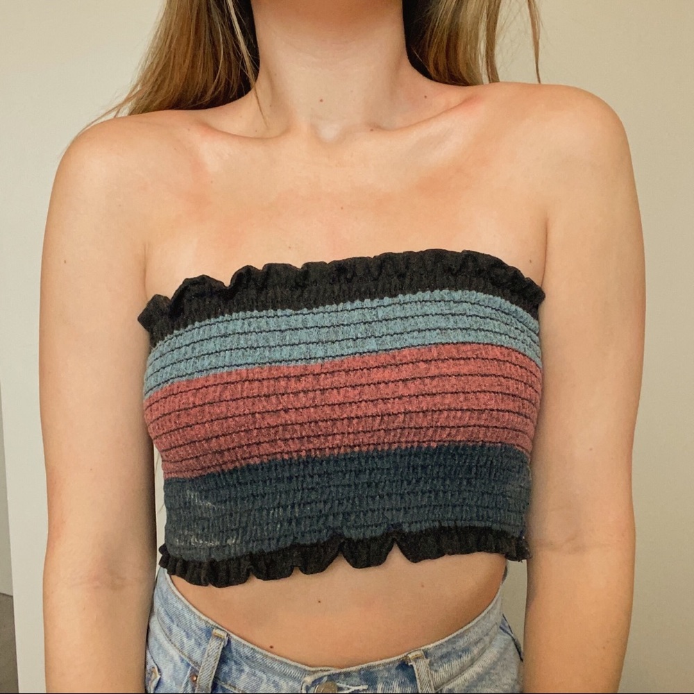 Smocked strapless top